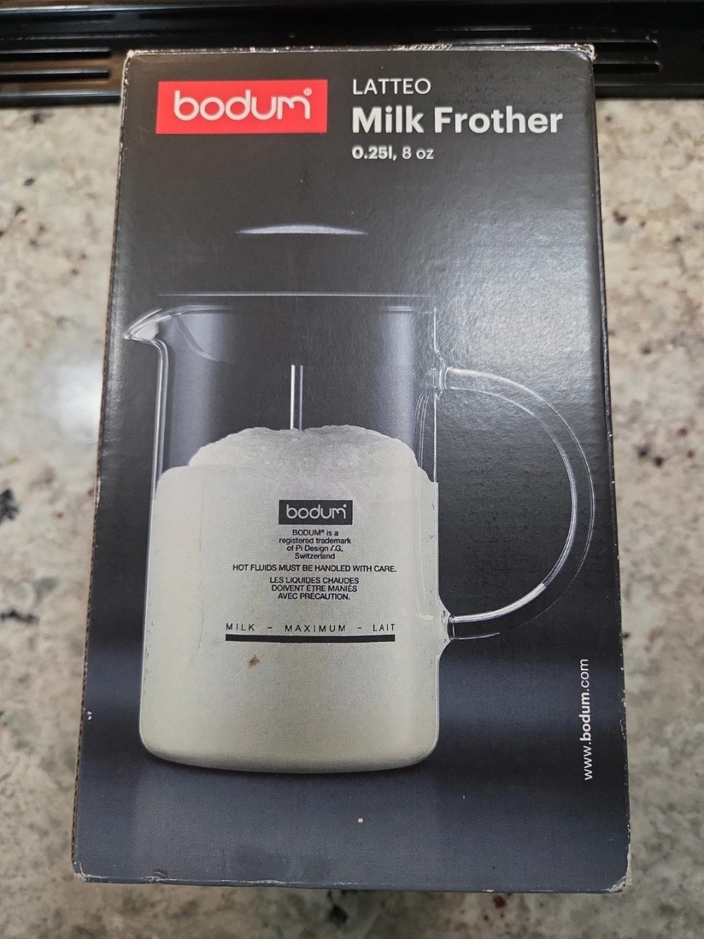 Bodum Latteo Milk Frother - Clear Glass with White Foam Image